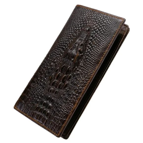 Men's Genuine Leather Long Bifold wallet RFID - Picture 1 of 11